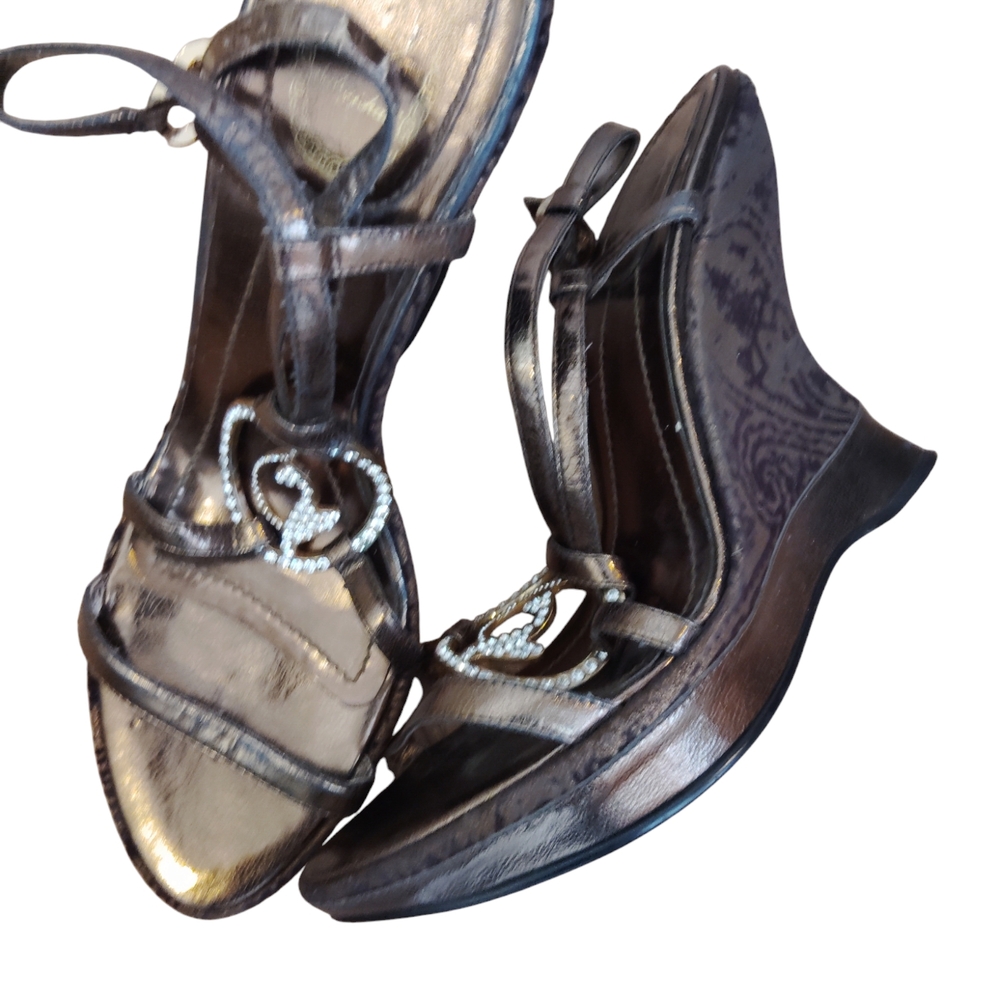 Baby Phat Brown Wedge Shoes with Ankle Straps